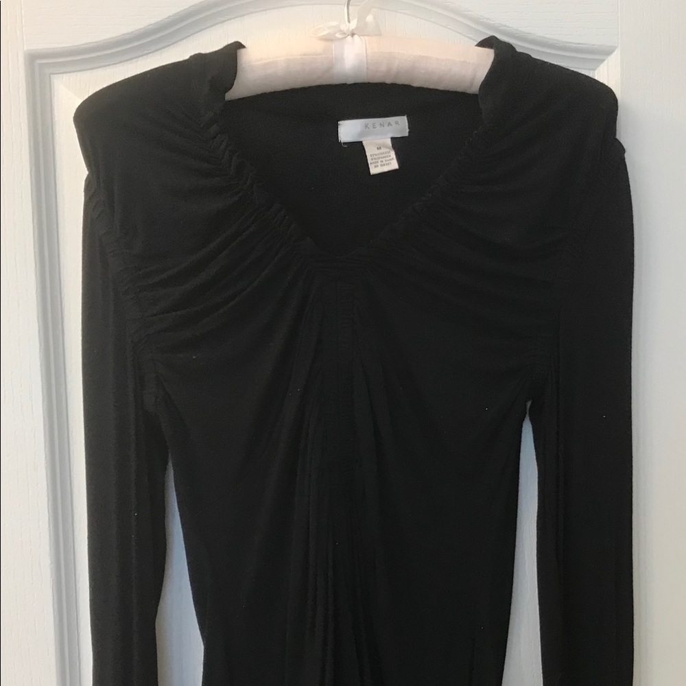 Kenar Black Ruffled Long Sleeve Top